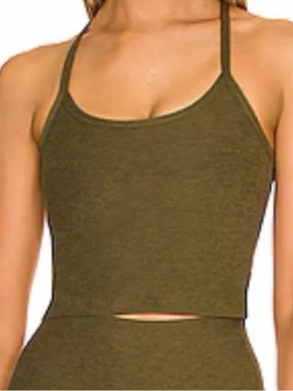 Beyond Yoga Slim Racerback Cropped Tank Olive Green Sports Bra Size XS